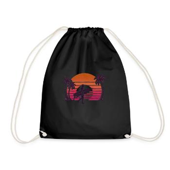 Sunset Surf Vibes 🌊🌴 - Drawstring Bag - black - Front