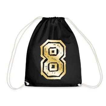 8 Number Gold - Drawstring Bag - black - Front