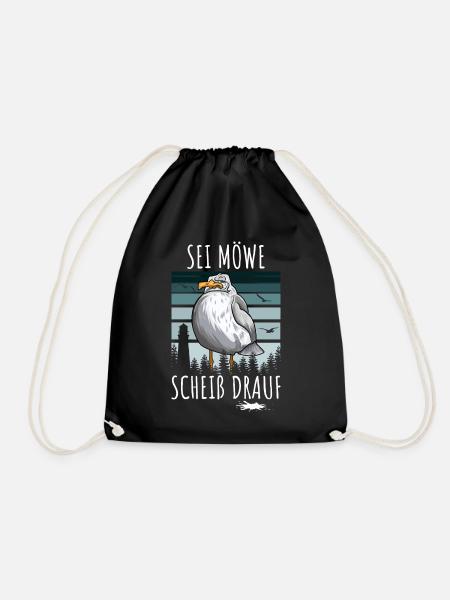 Sei Möwe Scheiß drauf - Lustiges Möwen T-Shirt - Turnbeutel - Schwarz
