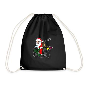 Père Noël de Noël à moto avec des cadeaux - Sac de sport léger - noir - Devant