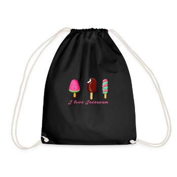 crème glacée, crème glacée, j’adore la crème glacée, crème glacée avec style, glace à l’eau - Sac de sport léger - noir - Devant