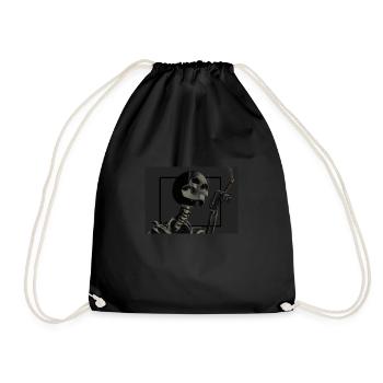 Skeleton smokes cigarettes - Drawstring Bag - black - Front