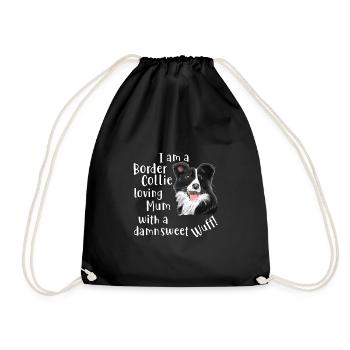 Border collie aime maman avec un bonbon! - Sac de sport léger - noir - Devant