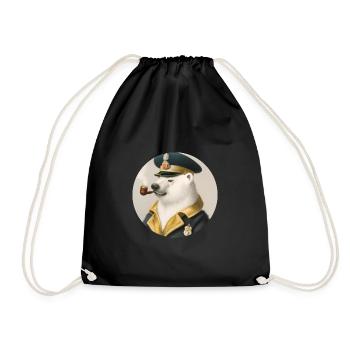 Vieux phoque à fourrure - ours polaire avec pipe - Sac de sport léger - noir - Devant