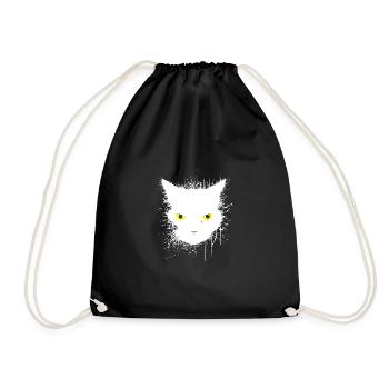 weiß Katze, fluffy cat - Turnbeutel - Schwarz - Vorne