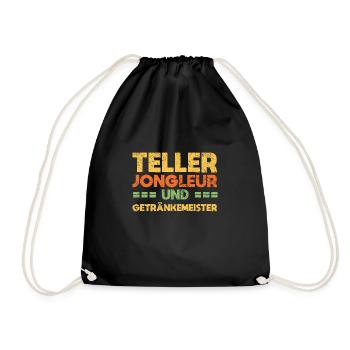 Teller-Jongleur Und Getränkemeister - Turnbeutel - Schwarz - Vorne