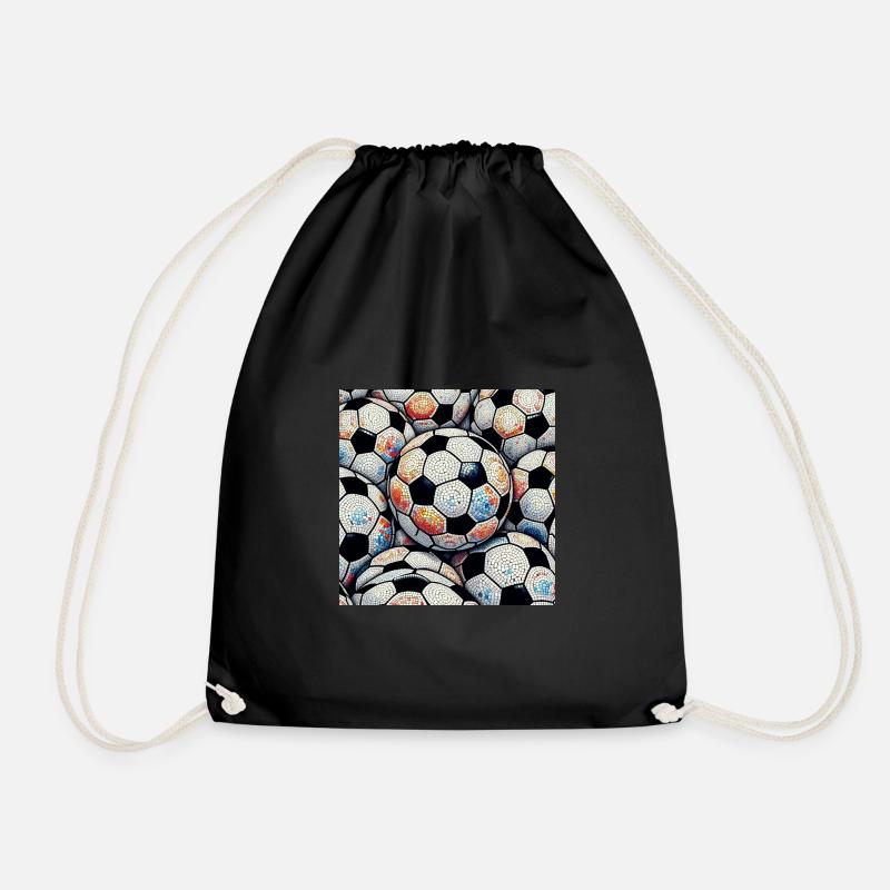 Fußball-Mosaik - Turnbeutel - Schwarz