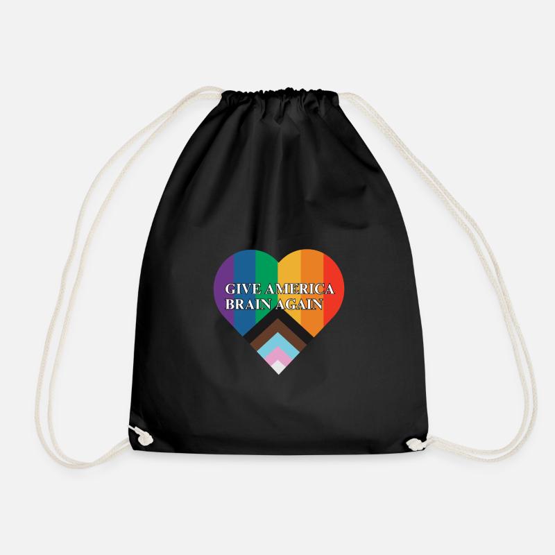 Give America Brian Again Pride Flag Heart - Turnbeutel - Schwarz