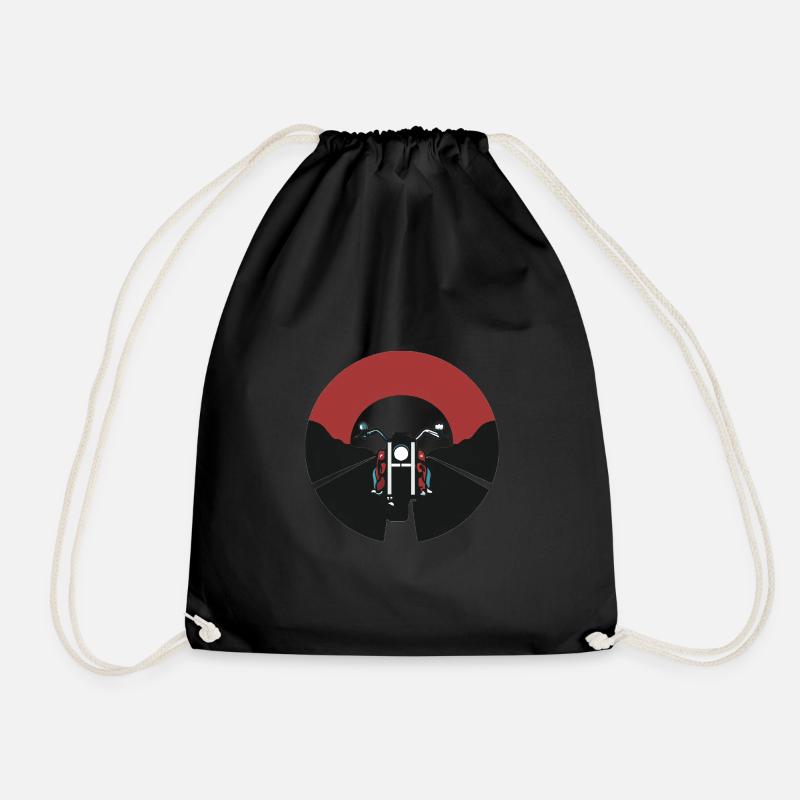 Motorcycle and road - Drawstring Bag - black