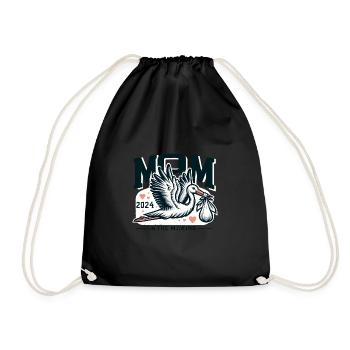 Mom 2024 - Schwangerschaftsankündigung T-Shirt - Turnbeutel - Schwarz - Vorne