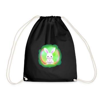 Hase Kaninchen weiss weisses weisser - Turnbeutel - Schwarz - Vorne