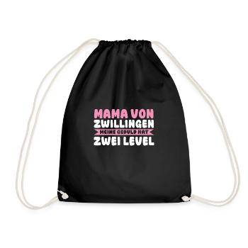 Mom of twins - Drawstring Bag - black - Front