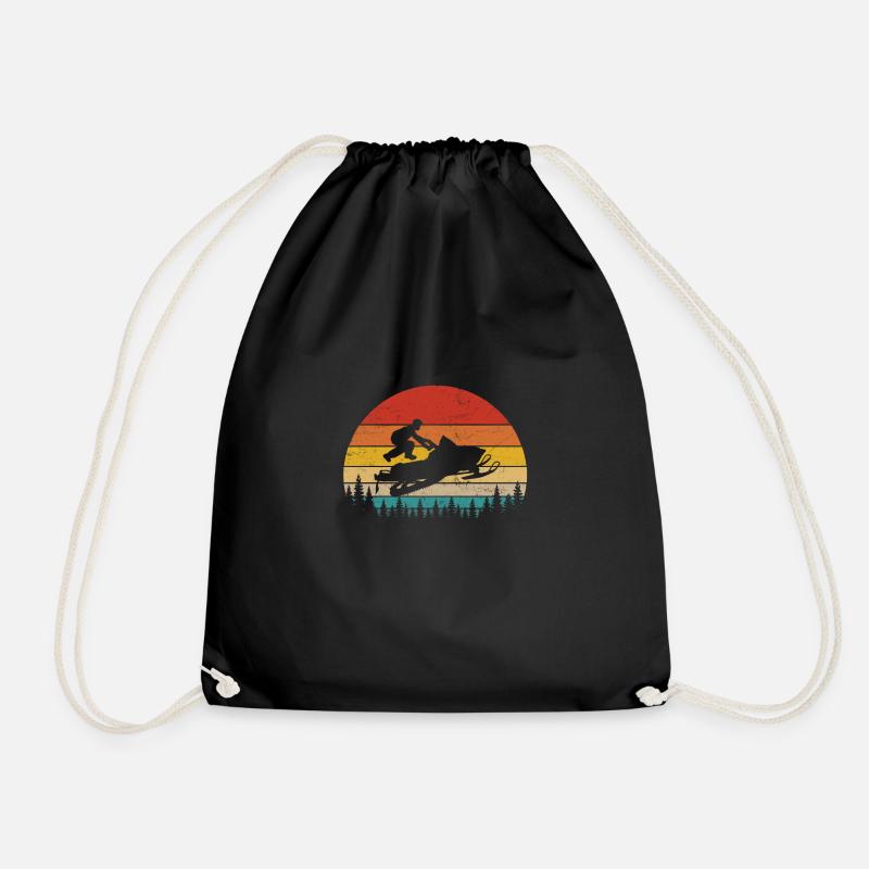Schneemobil Retro Logo Design - Turnbeutel - Schwarz