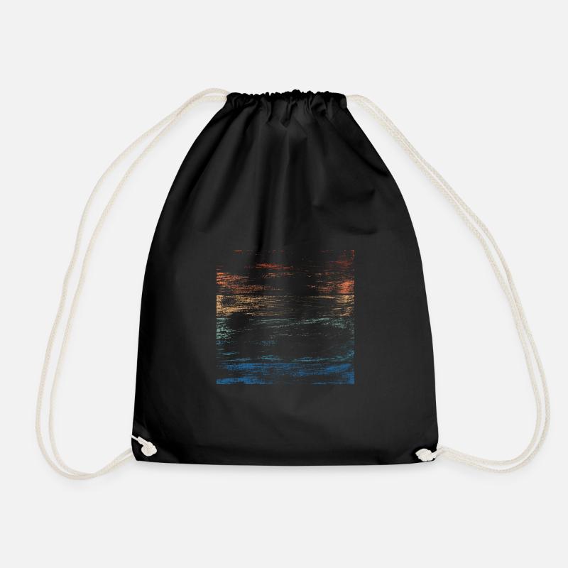 Retro Rainbow Distressed Brushstrokes - Drawstring Bag - black