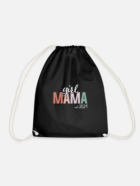 Girl Mama Est 2023 Girl Mom To Be Gifts New Mommy - Drawstring Bag - black