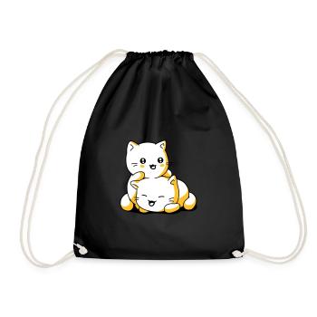Katze Kätzchen Kawaii - Turnbeutel - Schwarz - Vorne