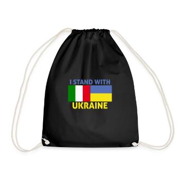are at the side of the Ukrainian -flag of Italy - Drawstring Bag - black - Front