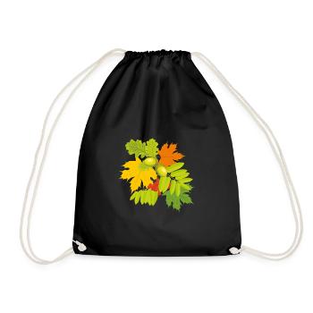 Bouquet d’automne de glands, feuilles d’érable et rowan - Sac de sport léger - noir - Devant