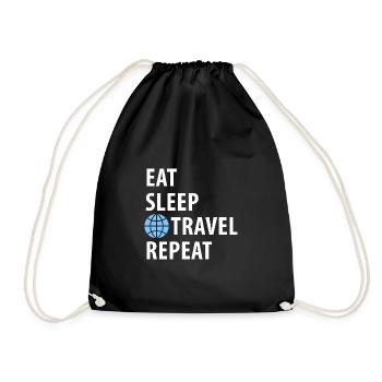 Voyage, tour du monde. Manger, dormir, voyager - Sac de sport léger - noir - Devant