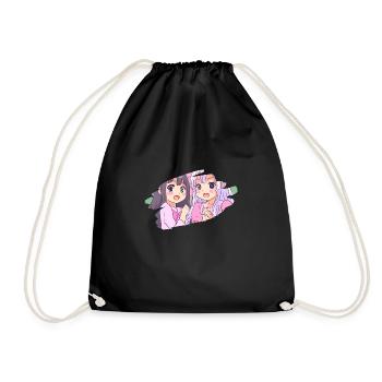 2 Kawaii Anime Cartoon Filles Rose - Sac de sport léger - noir - Devant