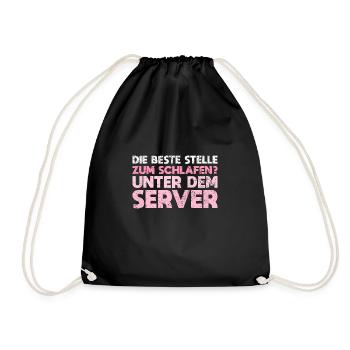 Die Beste Stelle Zum Schlafen? Unter Dem Server - Turnbeutel - Schwarz - Vorne