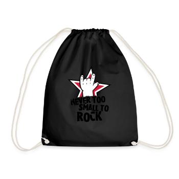 never too small to rock - geburt - baby -kleinkind - Drawstring Bag - black - Front