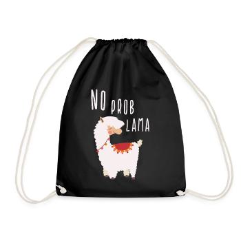 No Prob Lama, Lama, lustiger Spruch, Geschenk - Turnbeutel - Schwarz - Vorne