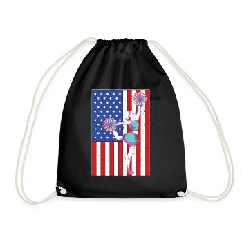 USA Flagge Sport Cheerleader Geschenk Cheerleading - Turnbeutel - Schwarz - Vorne