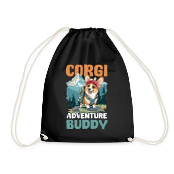 Corgi Mama Papa Corgi Abenteuer Kumpel - Turnbeutel - Schwarz - Vorne