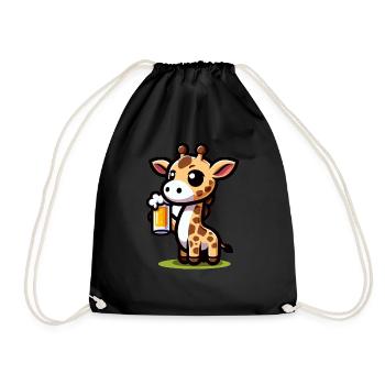 Cute Giraffe Drinking Beer - Turnbeutel - Schwarz - Vorne
