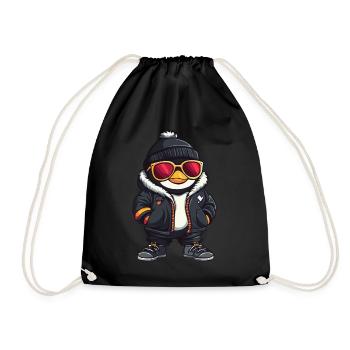 Penguin Cool Comic - Drawstring Bag - black - Front
