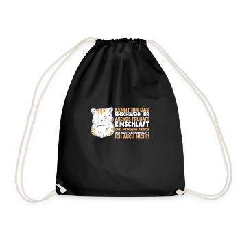 Lazy Late Riser Motivation Cat - Drawstring Bag - black - Front