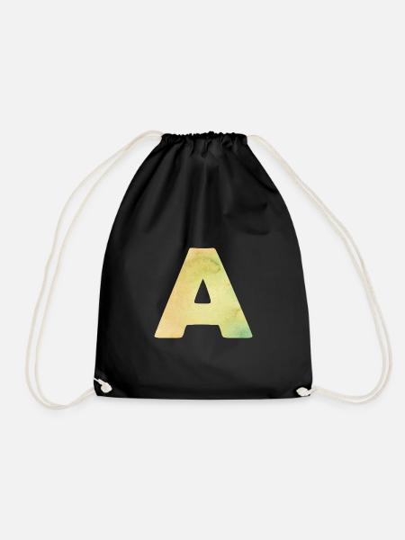 The letter A - Drawstring Bag - black