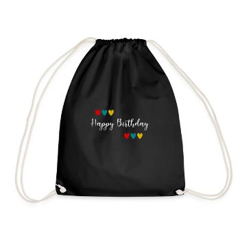 Birthday. HAPPY BIRTHDAY. Happy birthday. - Drawstring Bag - black - Front