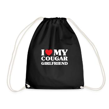 I Love My Cougar Girlfriend J'Aime Ma Petite Amie - Drawstring Bag - black - Front