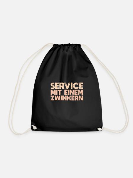 Service Mit Einem Zwinkern - Turnbeutel - Schwarz