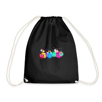 Splash, colorful, happy birthday, birthday, unicorn - Drawstring Bag - black - Front