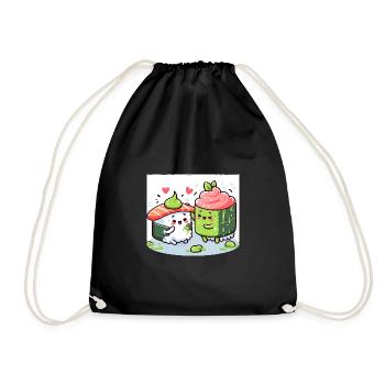 Kawaii Sushi with Wasabi - Drawstring Bag - black - Front