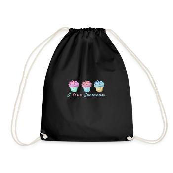crème glacée, crème glacée, j’adore la crème glacée, pastel, cornet de crème glacée - Sac de sport léger - noir - Devant