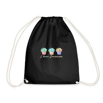 crème glacée, crème glacée, j’adore la crème glacée, pastel, cornet de crème glacée - Sac de sport léger - noir - Devant