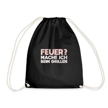 Feuer? Mache Ich Beim Grillen - Turnbeutel - Schwarz - Vorne