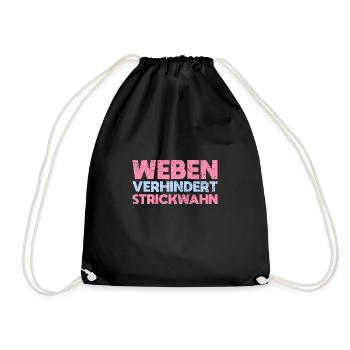 Weben Verhindert Strickwahn - Turnbeutel - Schwarz - Vorne