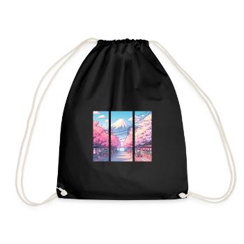 Japanese Cherry Blossom Route - Drawstring Bag - black - Front