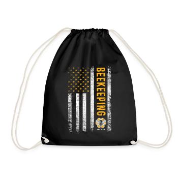 USA Beekeeper Beekeeping Honey Hobby Honey Bee - Drawstring Bag - black - Front