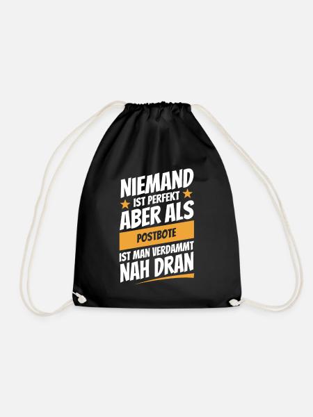 Niemand ist perfekt - Postbote - Spruch - Turnbeutel - Schwarz