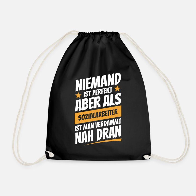 Niemand ist perfekt - Sozialarbeiter - Spruch - Turnbeutel - Schwarz