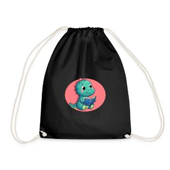 Dino lit un livre - Sac de sport léger - noir - Devant