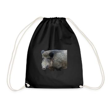 Wild boar Wild boar Pig Sow Pigs - Drawstring Bag - black - Front