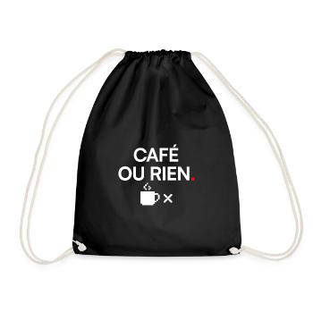 COFFEE OR NOTHING | Coffee Humor - Drawstring Bag - black - Front