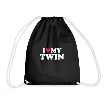 I Love My Twin - Drawstring Bag - black - Front